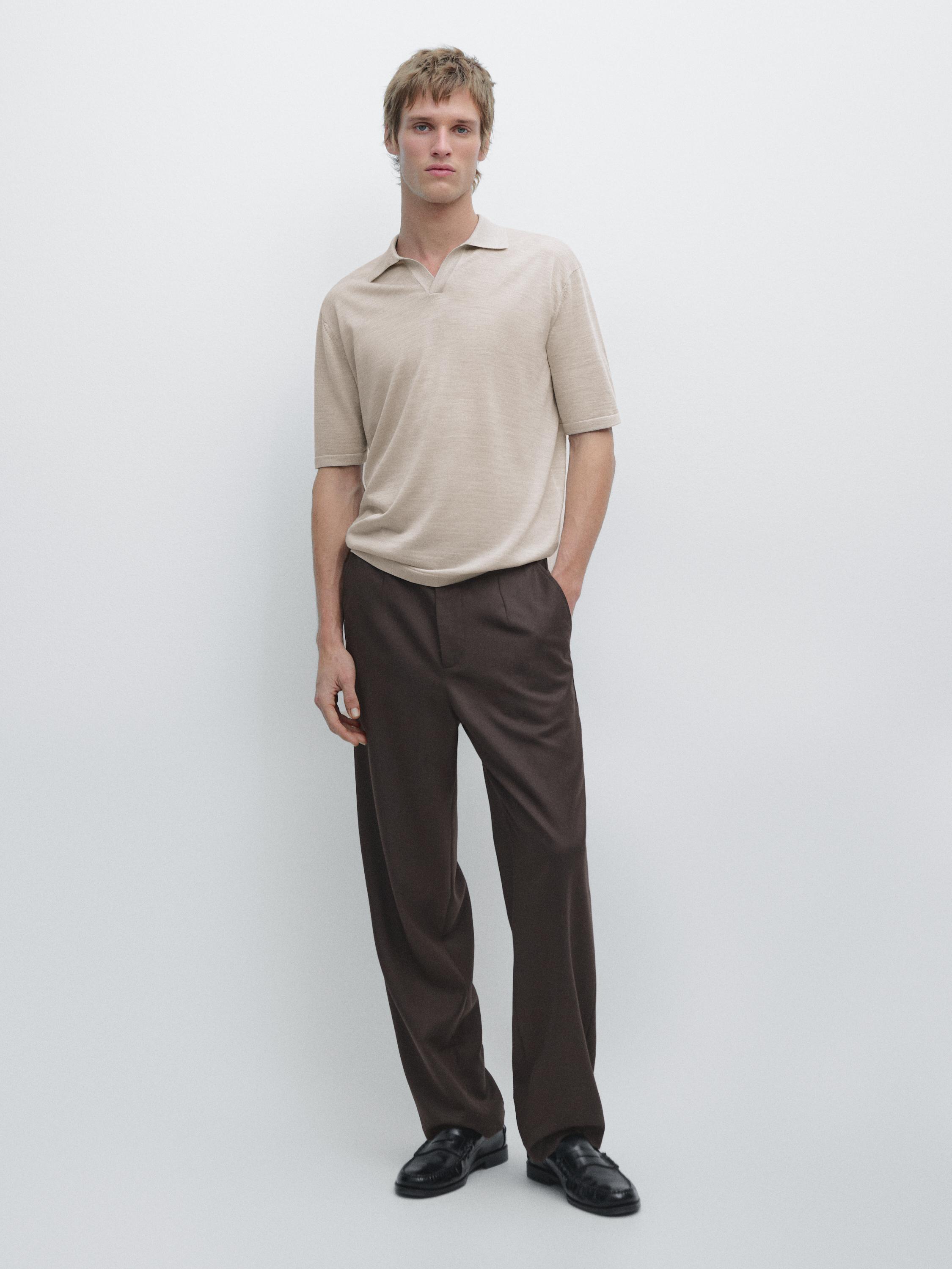 Knit V-neck polo shirt